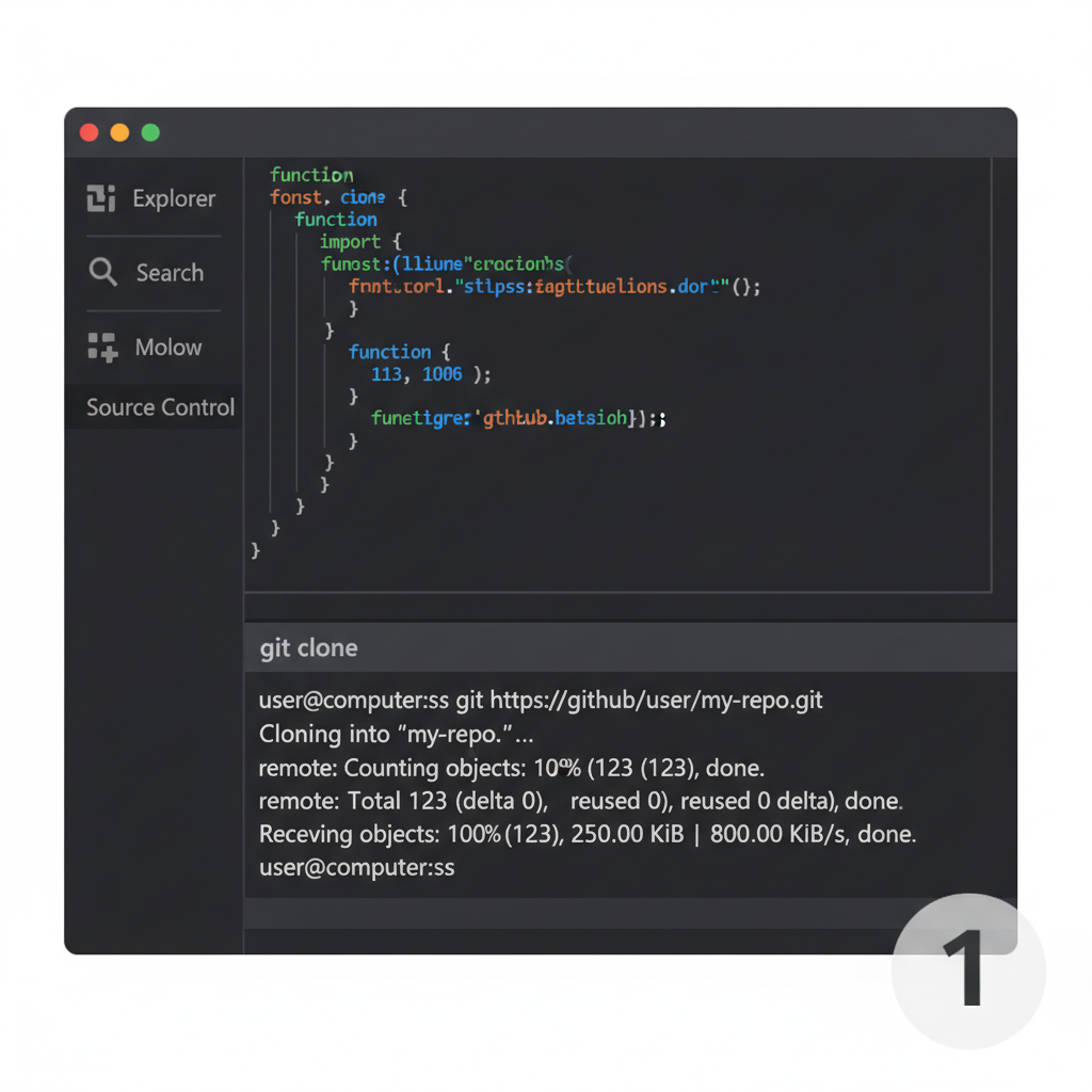 Git terminal cloning repo on VS Code, code syntax highlight