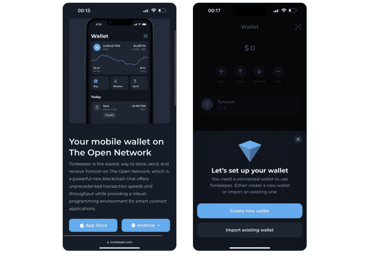 Tonkeeper TON wallet app screenshot