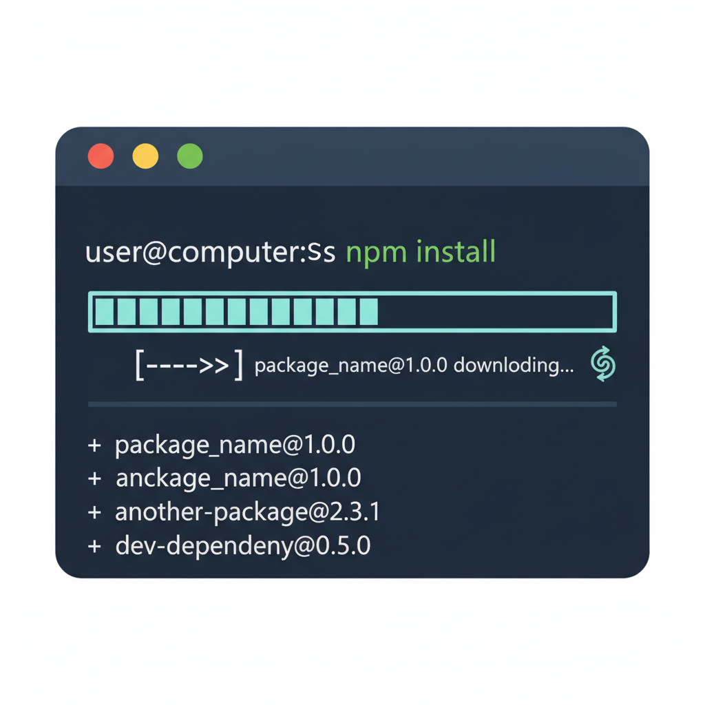 npm install command in terminal, package downloading animation